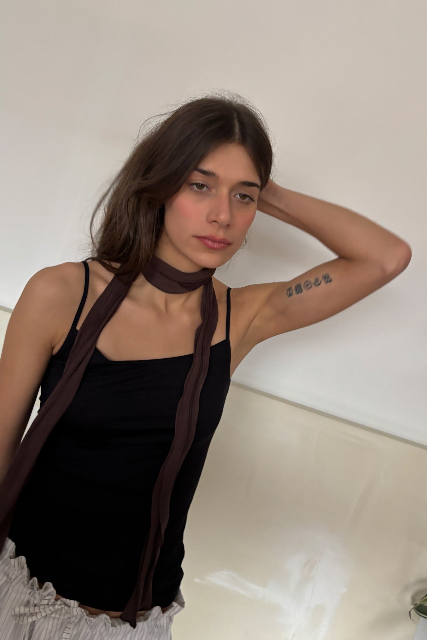 'Charlotte' Crunched scarf - Marron