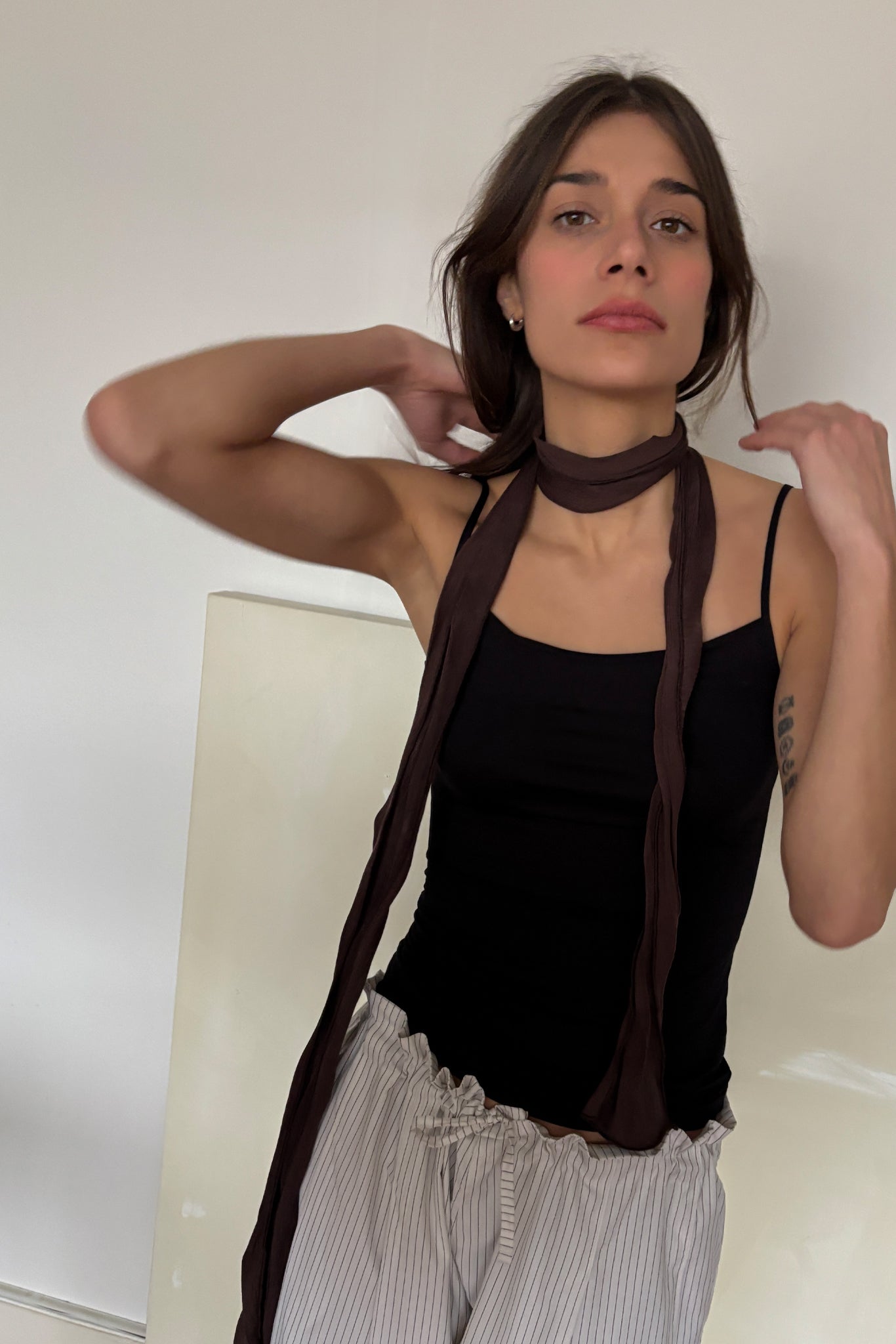 'Charlotte' Crunched scarf - Marron