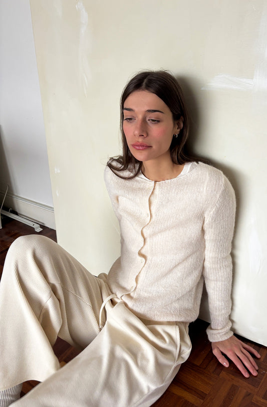 'Manon' Cardigan légère en alpaga - Crème