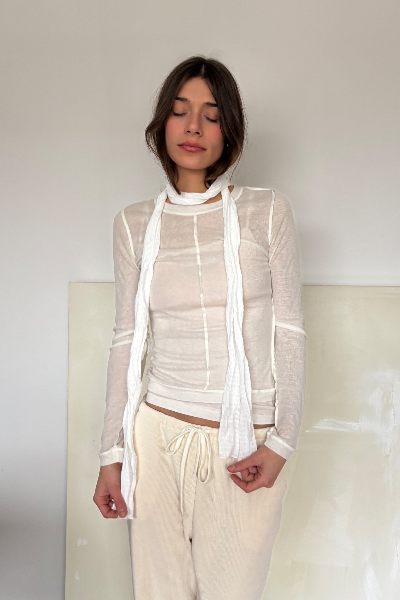 'Charlotte' Crunched scarf - Blanc