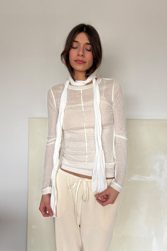'Charlotte' Crunched scarf - Blanc