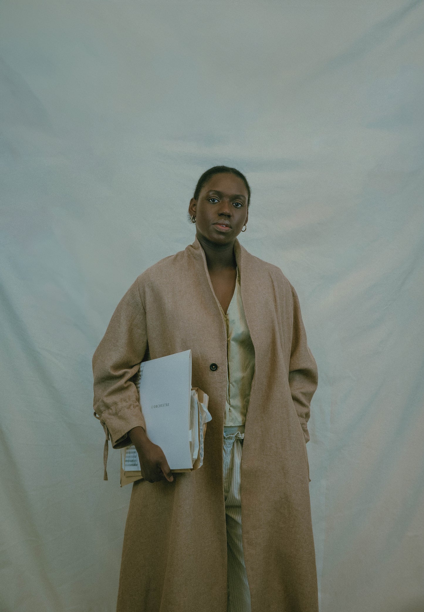 'Evelyn' Manteau long mi-saison avec col montant - Brown