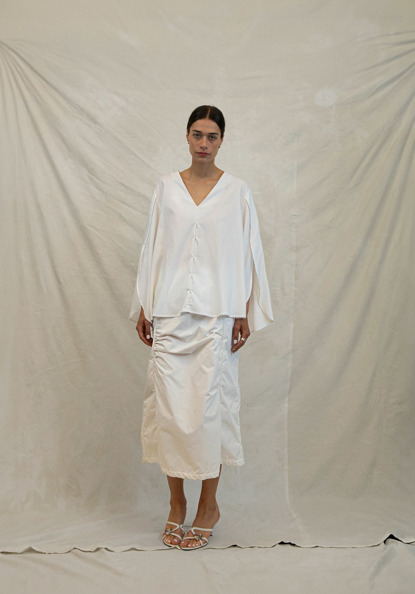 'Harper' Jupe midi décontractée - Blanche