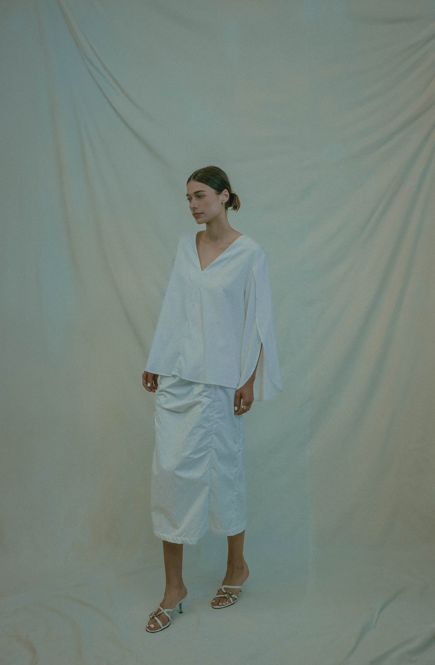 'Harper' Jupe midi décontractée - Blanche