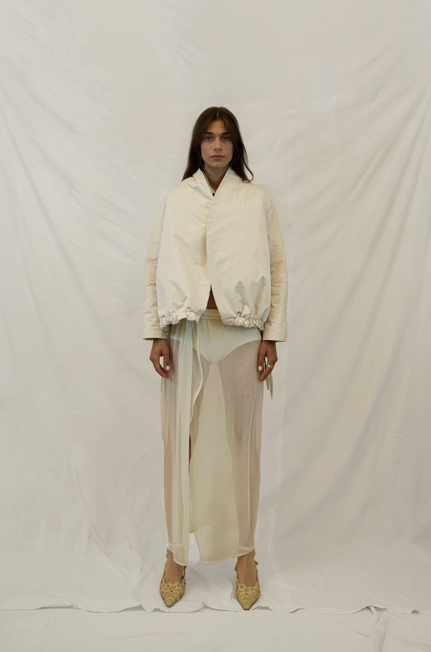 'Magnolia' Doudoune courte veste d'hiver - Ecru