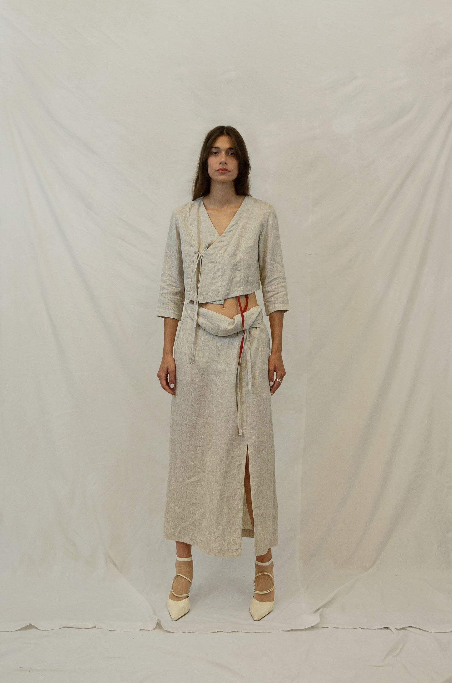 'simone' Haut en Lin - Washed Beige