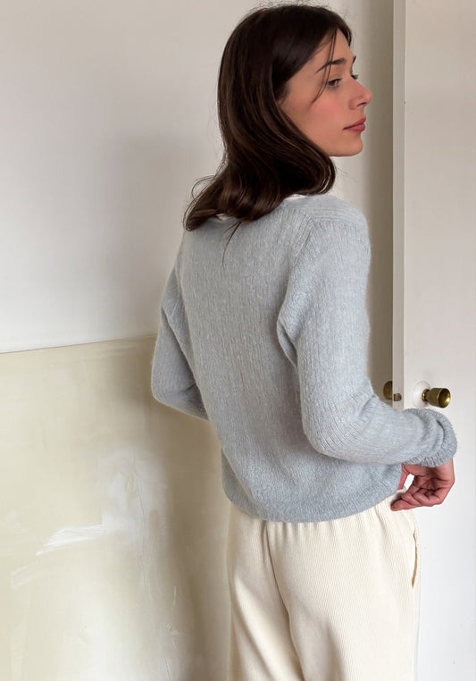 'Manon' Cardigan légère en alpaga  - Bleu poudre