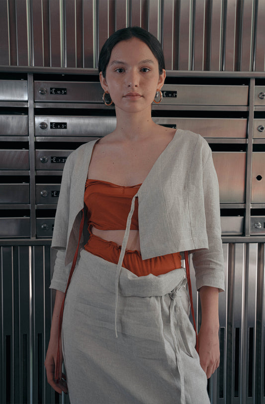 'simone' Haut en Lin - Washed Beige