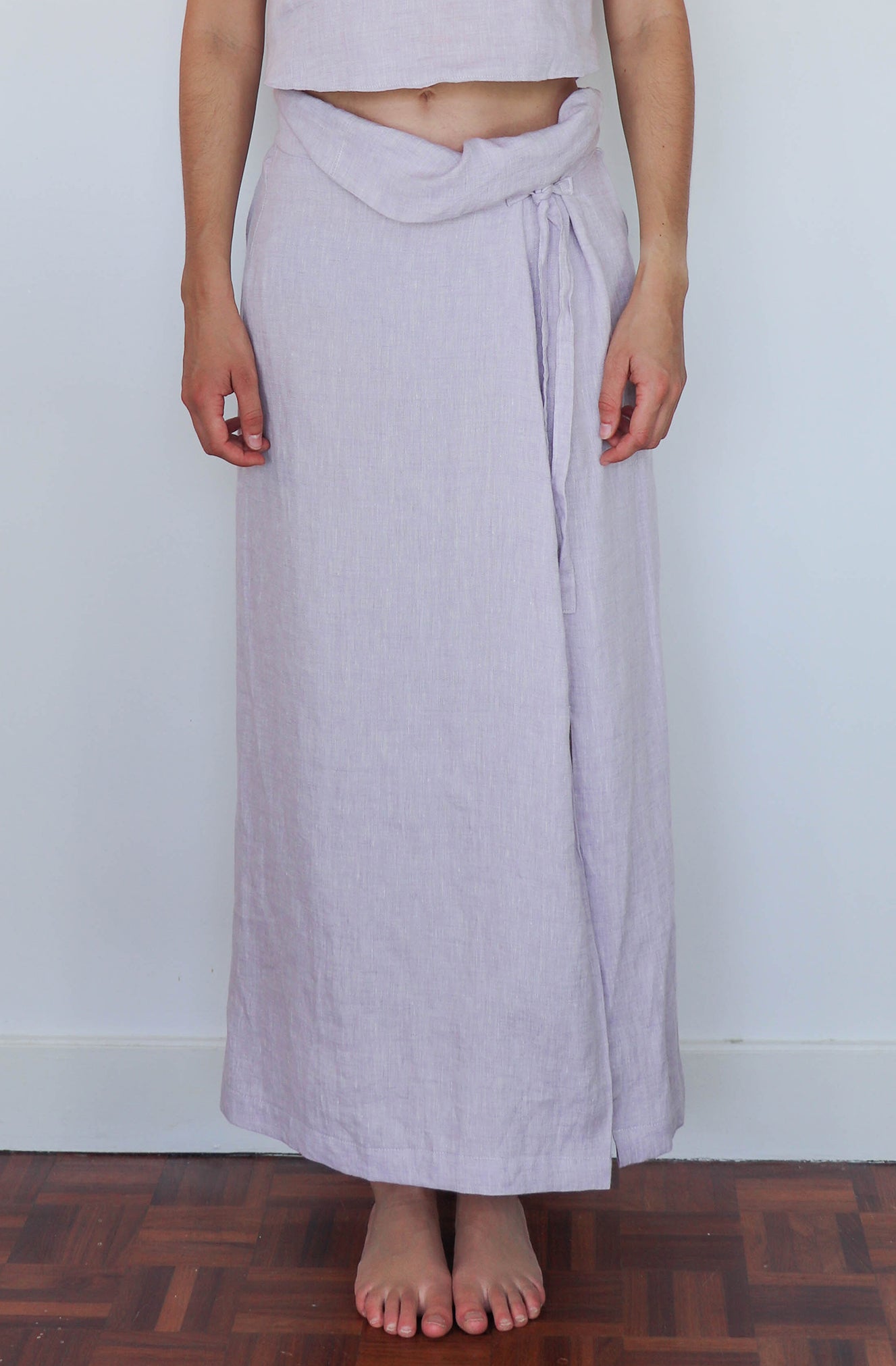 'simone' Straight Linen Skirt - Lavender Fog