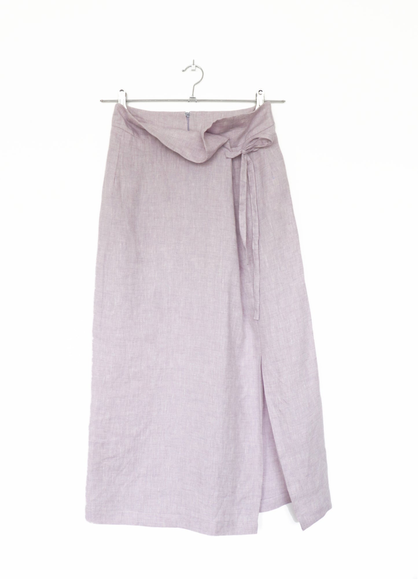 'simone' Straight Linen Skirt - Lavender Fog