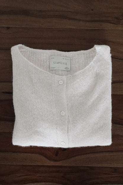 'Manon' Cardigan légère en alpaga - Crème