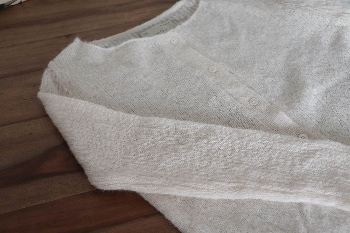 'Manon' Cardigan légère en alpaga - Crème