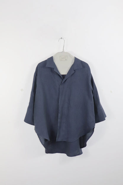 'lucie' Over size linen shirt - Navy 