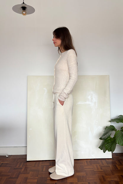 'Manon' Cardigan légère en alpaga - Crème