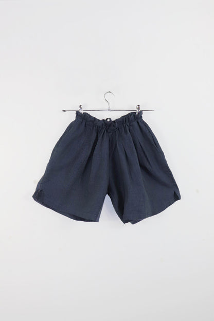 'lucie' Shorts plissé en Lin - Navy