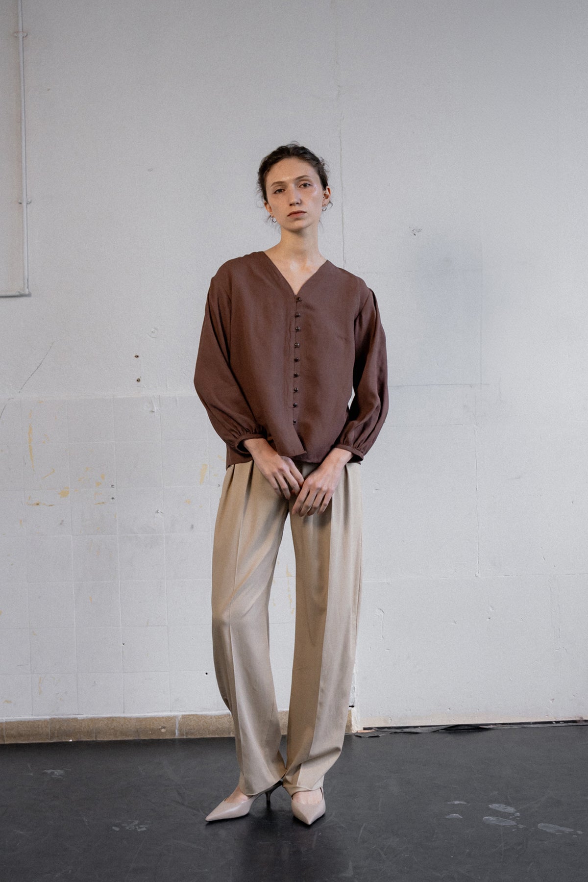 'Aude' Blouse d'artiste - Marron