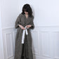 'Ines' Linen Dressing Gown - herringbone khaki