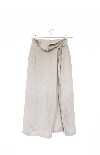 'simone' Straight Linen Skirt - Washed Beige 