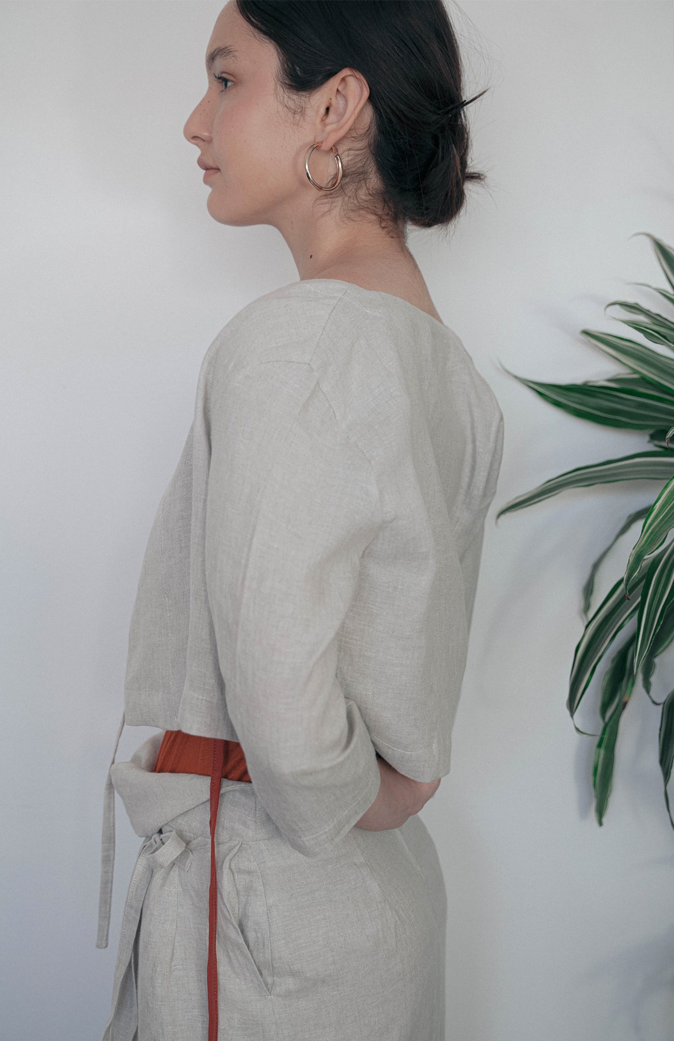'simone' Linen Top - Washed Beige 