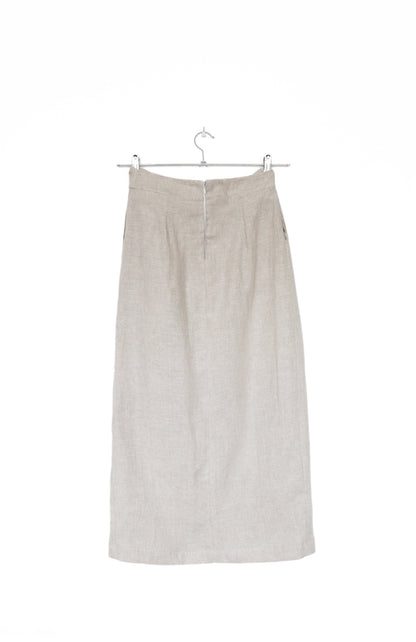 'simone' Straight Linen Skirt - Washed Beige 