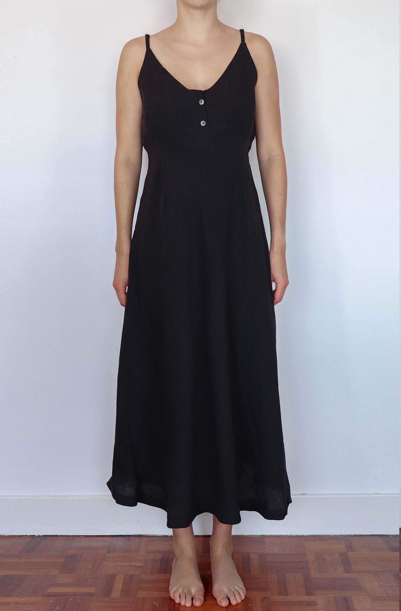 'aude' Linen Day Dress - Black 