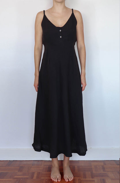 'aude' Linen Day Dress - Black 