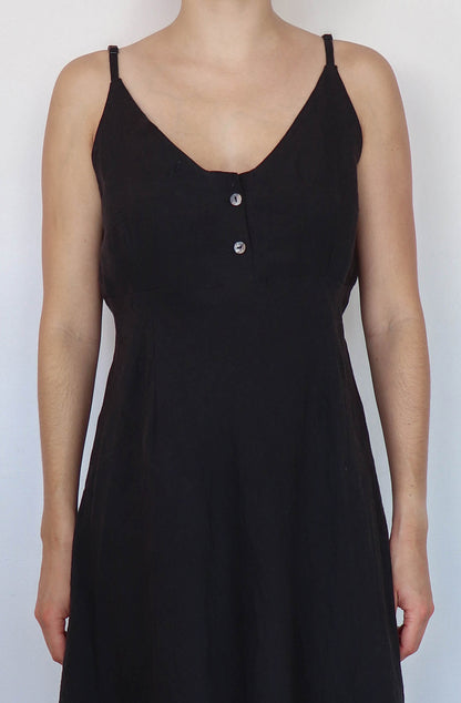 'aude' Linen Day Dress - Black 