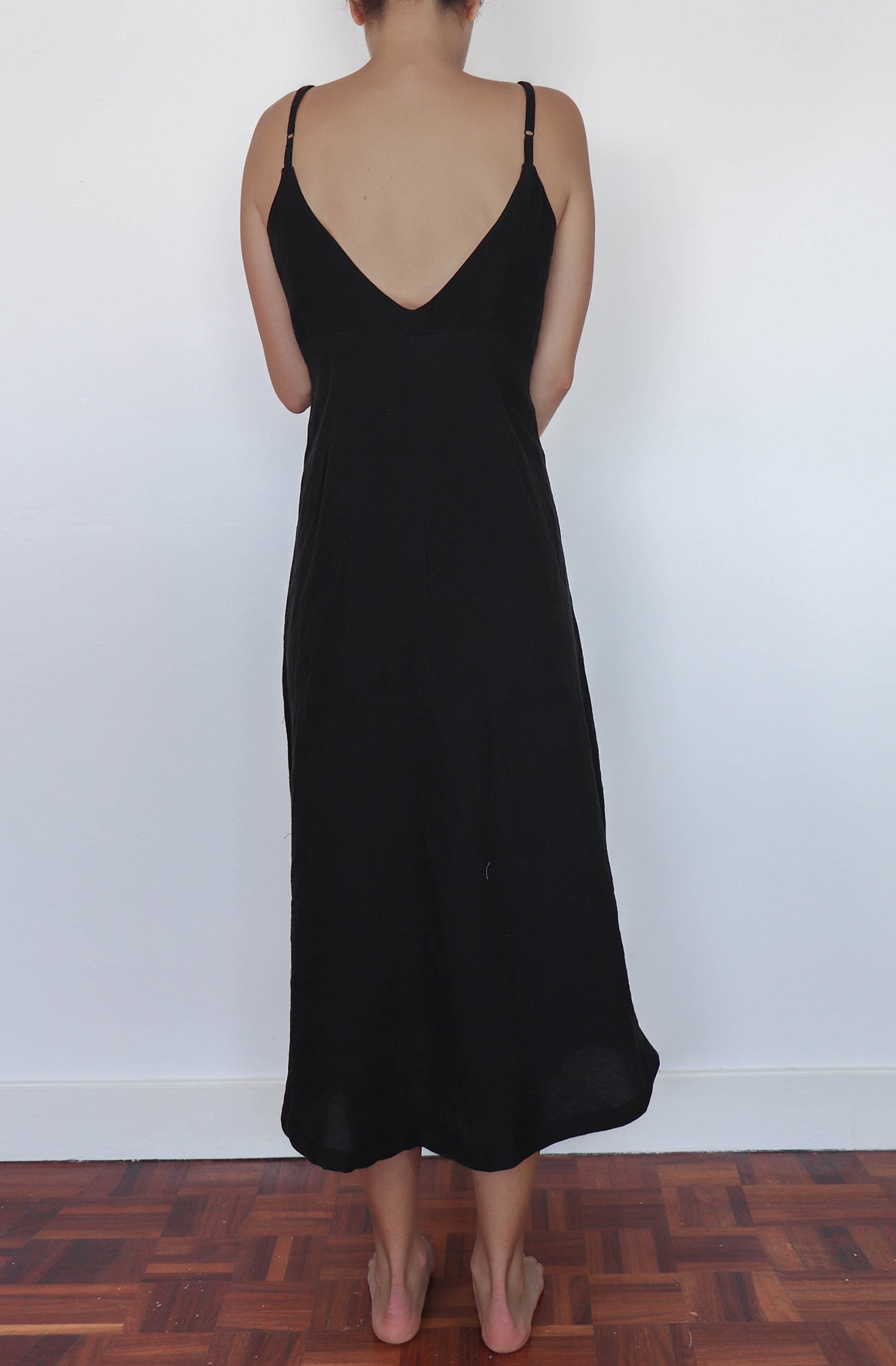 'aude' Linen Day Dress - Black 