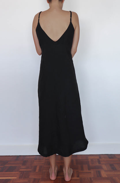 'aude' Linen Day Dress - Black 