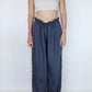 'jade' Low-waisted Linen Trousers - Navy 