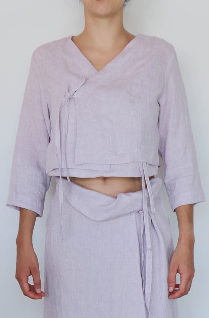 'simone' Linen Top - Lavender Fog 