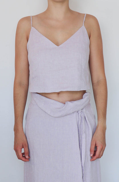 'kyla' Linen Tank Top - Lavender Fog 