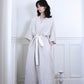 'Lou' Linen Dressing Gown - Washed Beige