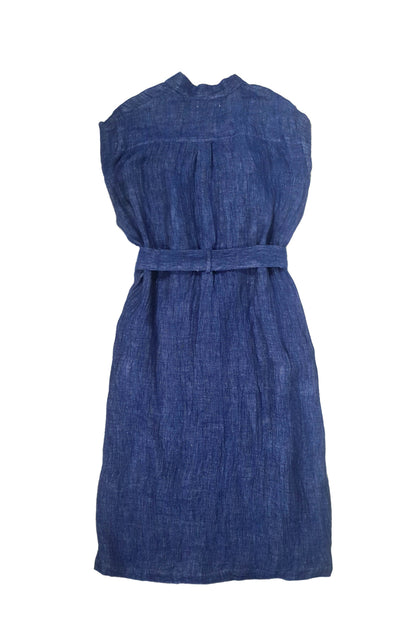 'Iaak' Linen Dressing Gown - Ribbon blue