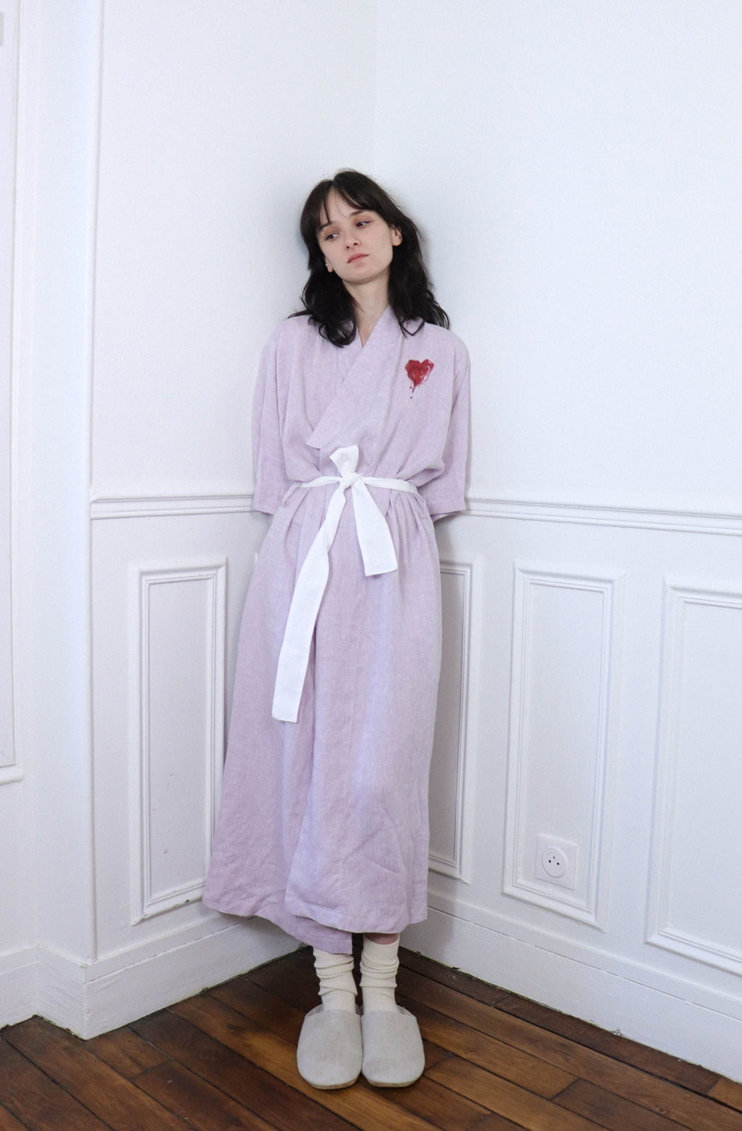 ‘Agathe’ Robe de chambre en Lin 'Limited hand-drawing edition'