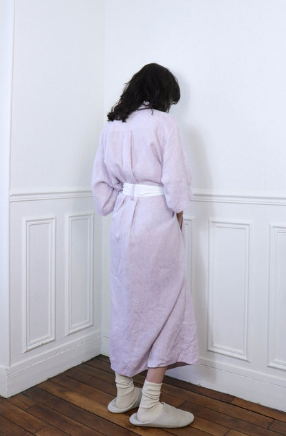 ‘Agathe’ Robe de chambre en Lin 'Limited hand-drawing edition'