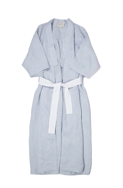 ‘Mathilde’ Robe de chambre en Lin - light blue