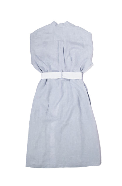 'Mathilde' Linen Dressing Gown - light blue