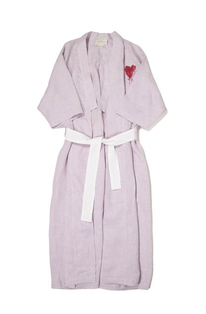 ‘Agathe’ Robe de chambre en Lin 'Limited hand-drawing edition'